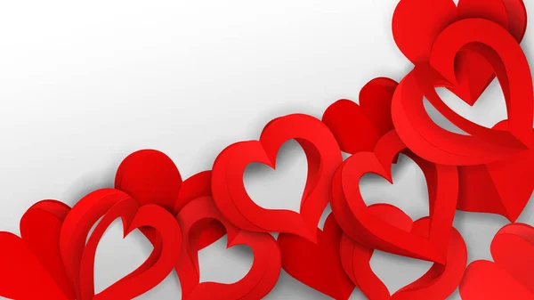 Arka Plan Delik Beyaz Kırmızı Ile Birçok Kağıt Hacmi Yürekleri — Stok Vektör