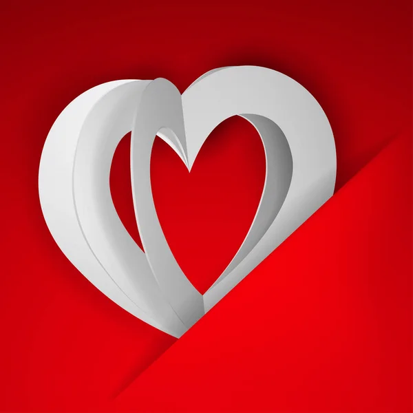 Big White Heart Inserted Cutout Sheet Red Paper — Stockový vektor