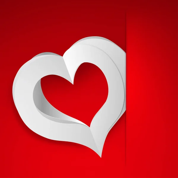 Großes Weißes Herz Einen Ausschnitt Einem Blatt Rotem Papier Eingefügt — Stockvektor