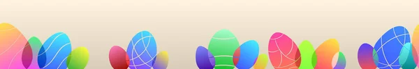 Horizontaal Herhaalde Naadloze Banner Van Multicolor Pasen Eieren Beige Achtergrond — Stockvector