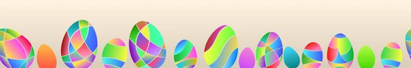 Banner Sin Costura Repetido Horizontalmente Huevos Pascua Multicolores Segmentos Gradiente — Vector de stock