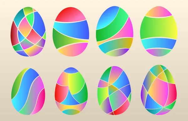 Set Uova Pasqua Segmenti Gradiente Colorati — Vettoriale Stock