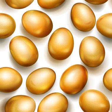 Gerçekçi altın Paskalya yumurta beyaz arka plan üzerinde gölgeler ile Seamless Modeli