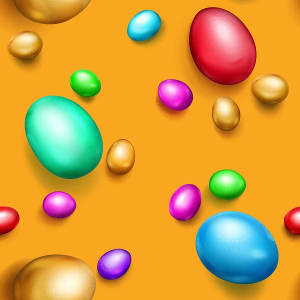 Modello Senza Cuciture Realistiche Uova Pasqua Colorate Con Ombre Sfondo — Vettoriale Stock