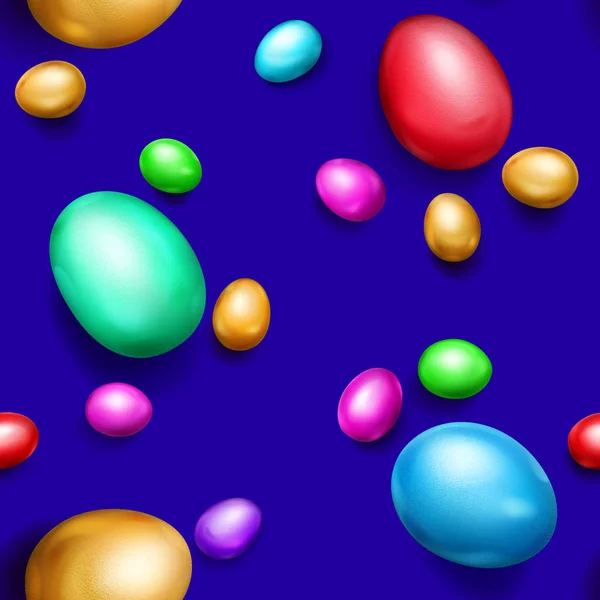 Patrón Sin Costuras Huevos Pascua Colores Realistas Con Sombras Sobre — Vector de stock