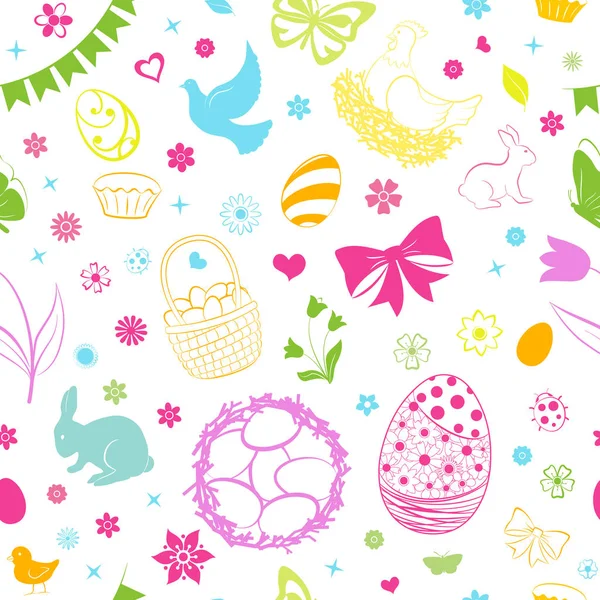 Seamless pattern of Easter symbols — Stock Vector