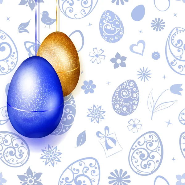 Colgando huevos de Pascua — Vector de stock