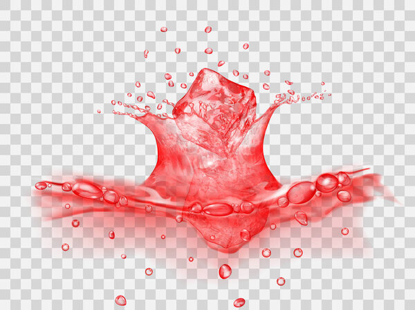 Water splash from falling ice cubes