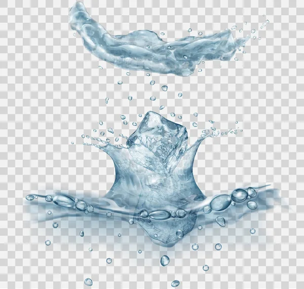 Water splash van dalende ijsblokjes — Stockvector