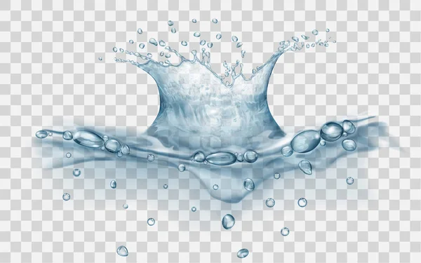 Salpicadura de agua con gotas — Vector de stock