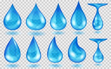 Saydam mavi su damlaları