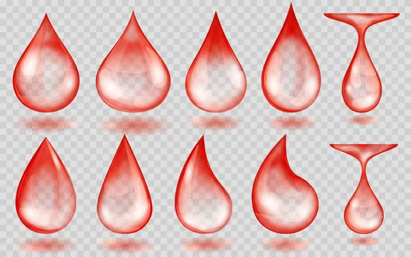 Translucent red water drops — Stock Vector