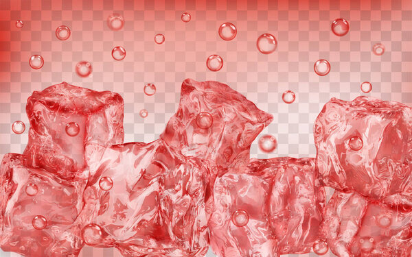 Many ice cubes under water