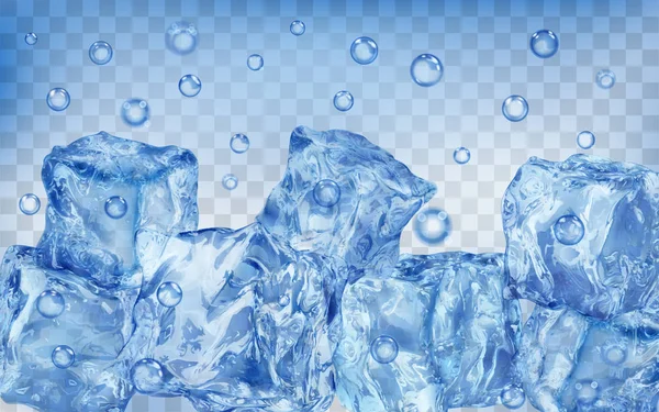 Muchos cubitos de hielo bajo el agua — Vector de stock