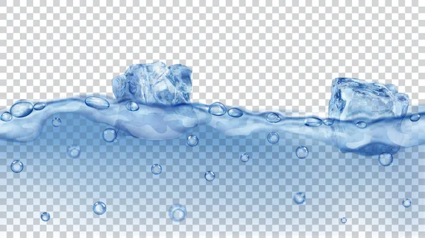 Кубики льда, плавающие в воде — стоковый вектор