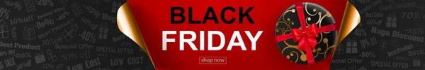 Black Friday sale banner with curled paper corners — Stockový vektor