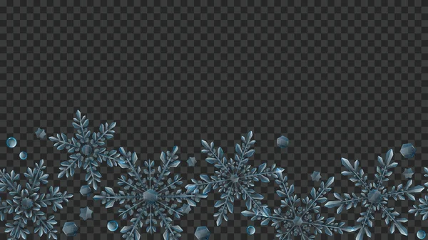 Composición de grandes copos de nieve de Navidad translúcidos — Vector de stock