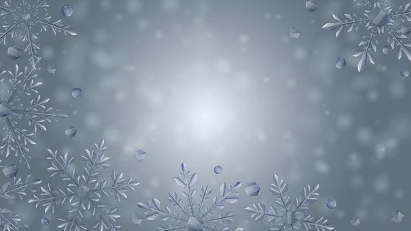 Composición de grandes copos de nieve de Navidad translúcidos — Vector de stock