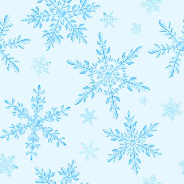 Büyük şeffaf Noel kar tanelerinin dikişsiz deseni