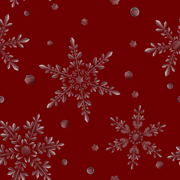 Seamless pattern of large transparent Christmas snowflakes — Stock Vector