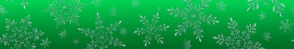 Sztandar dużych przezroczystych świątecznych płatków śniegu — Wektor stockowy