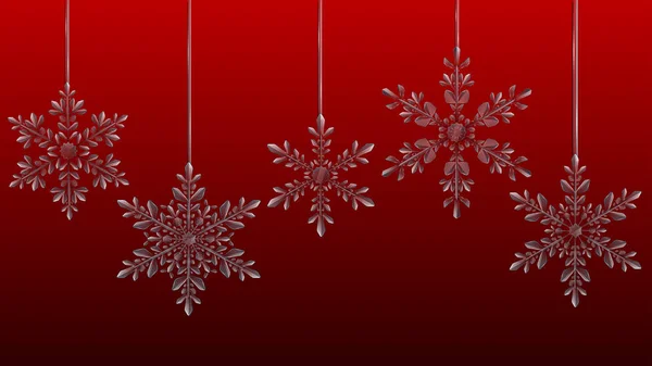 Stora transparenta jul hängande snöflingor — Stock vektor