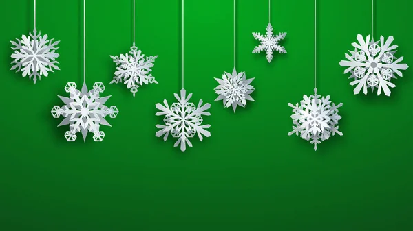 Grote papier kerst opknoping sneeuwvlokken — Stockvector