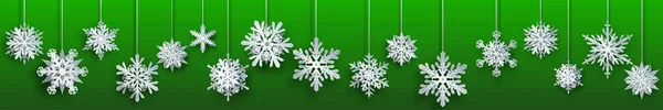 Banner de papel grande Navidad colgando copos de nieve — Archivo Imágenes Vectoriales