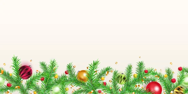 圣诞背景与松枝 — 图库矢量图片