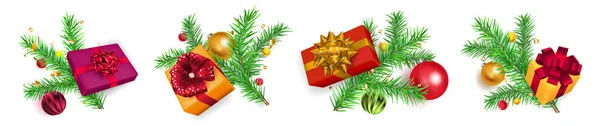 Ensemble de branches d'arbre de Noël — Image vectorielle