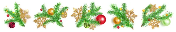 组的圣诞树枝 — 图库矢量图片