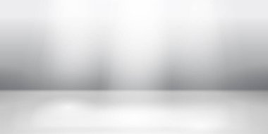 Beyaz ve gri renkli yumuşak ışıklandırmalı boş stüdyo arkaplanı