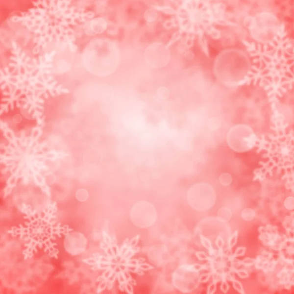 Fondo Navidad Copos Nieve Borrosos Colores Rosados — Archivo Imágenes Vectoriales