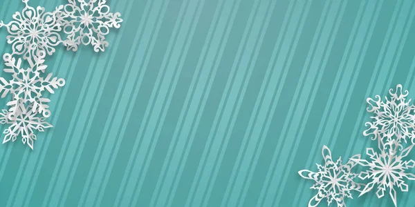 Fondo Navidad Con Varios Copos Nieve Papel Con Sombras Suaves — Vector de stock