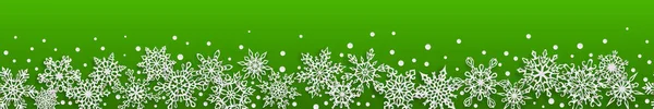 Χριστούγεννα Απρόσκοπτη Πανό Από Νιφάδες Χιονιού Χαρτί Μαλακές Σκιές Πράσινο — Διανυσματικό Αρχείο