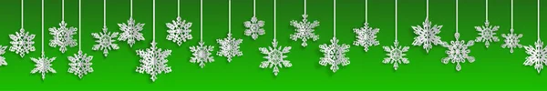 Banner Sin Costuras Navidad Con Copos Nieve Papel Volumen Con — Vector de stock