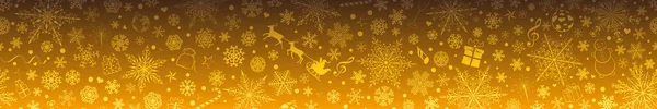 Banner Navidad Varios Copos Nieve Símbolos Navideños Colores Amarillos — Vector de stock