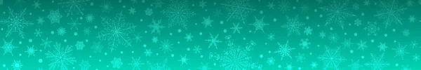 Christmas Banner Various Snowflakes Light Blue Colors — Stock Vector