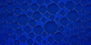 Farklı boyutlarda, parlak kenarları mavi renklerde büyük deliklerden oluşan soyut arkaplan