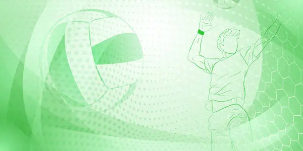 Fond Thématique Volley Ball Dans Des Tons Verts Avec Des — Image vectorielle