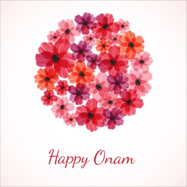 Mutlu Onam! Onam için çiçek rangoli dekorasyonu. 