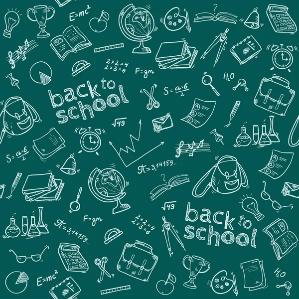 Welcome Back School Seamless Pattern Hand Drawn Doodle Elements Vector — Stock Photo, Image