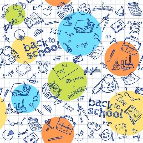 Welcome Back School Seamless Pattern Hand Drawn Doodle Elements Vector — Stock Photo, Image