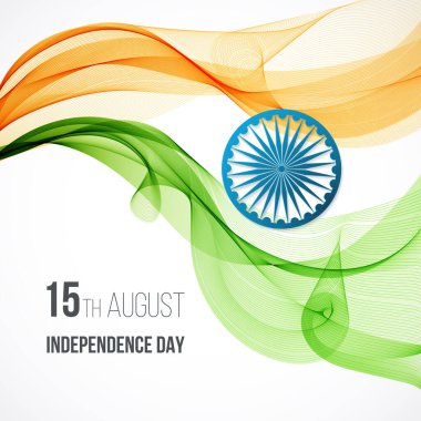 Ashoka tekerleği ile Hint Bağımsızlık Günü konsepti. Vektör İllüstrasyonu