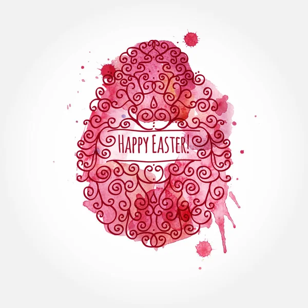 Doodle Decorative Egg Easter Happy Easter Hand Drawn Background Watercolor — Stock Vector