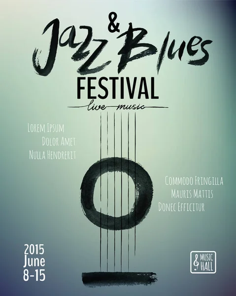 Festival Musique Jazz Blues Modèle Fond Affiche Brochure Affiche Typographique — Image vectorielle
