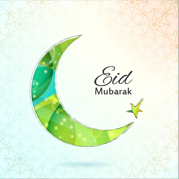 Eid Mubarak Φόντο Eid Mubarak Παραδοσιακός Μουσουλμανικός Χαιρετισμός Στυλιζαρισμένο Φεγγάρι — Διανυσματικό Αρχείο