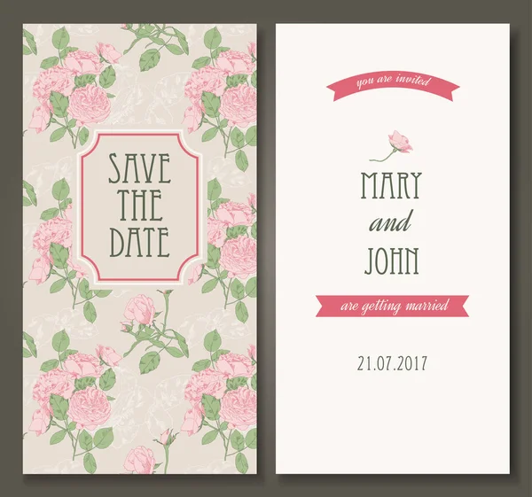 Vintage Roses Vector Card Templates Can Used Date Baby Shower — Stock Vector