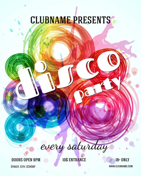 Disco Party Poster Template Vector Design — Stock Vector