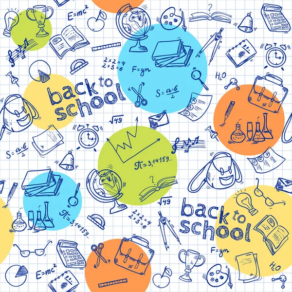 Welcome Back School Seamless Pattern Hand Drawn Doodle Elements Vector — Stock Vector